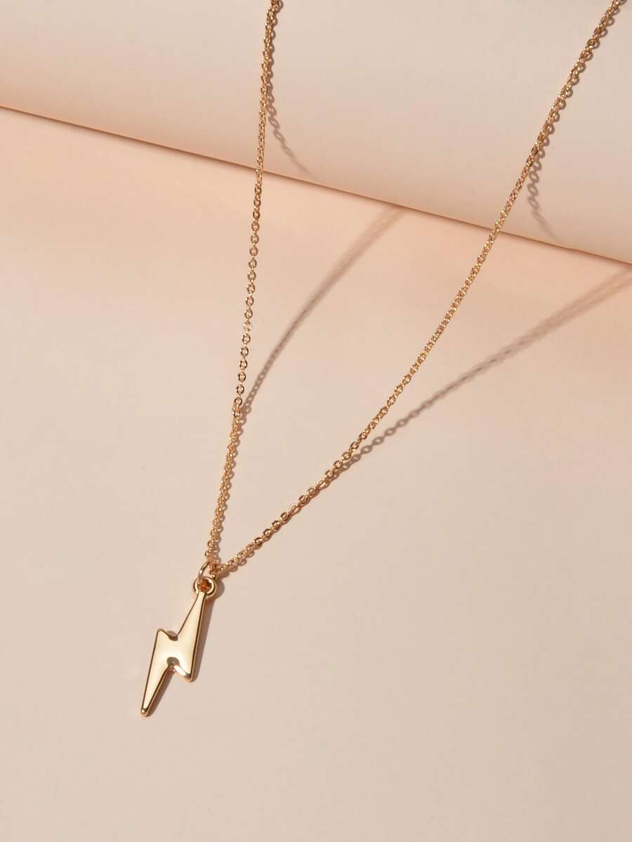 Lightning Charm Necklace - Yellow Gold - View 1