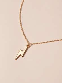 Lightning Charm Necklace - Yellow Gold - View 4