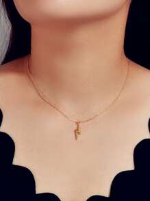 Lightning Charm Necklace - Yellow Gold - View 5