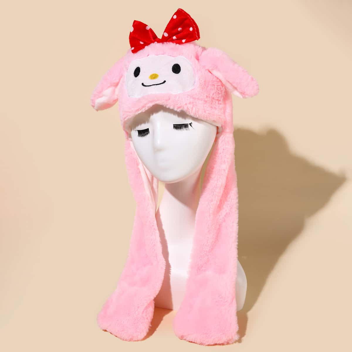 

Cartoon Graphic Ear Decor Fluffy Hat, Pink