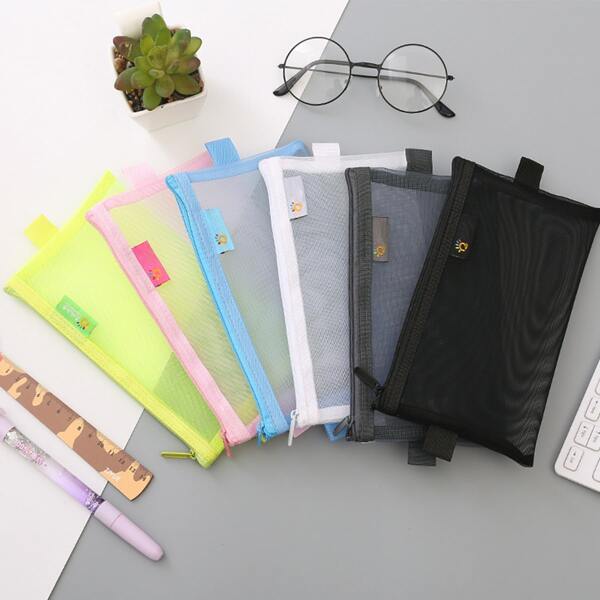 

1pc Random Mesh Pencil Bag, Multicolor