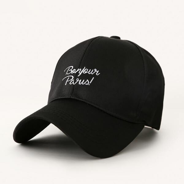 

Letter Embroidery Baseball Cap, Black