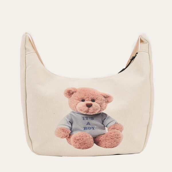 

Bear Print Crossbody Bag, Beige