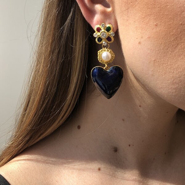 

Heart Decor Drop Earrings, Multicolor