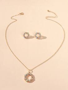 3 piezas set de joyería con diseño de cristal - Multicolor - Ver 3