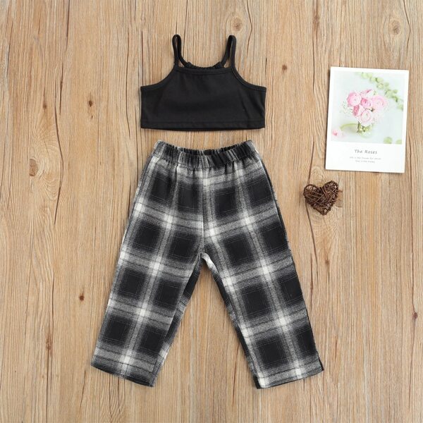 

Toddler Girls Cami Top & Plaid Pants, Black