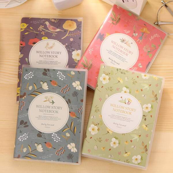 

1pc Flower Print Cover Random Notebook, Multicolor