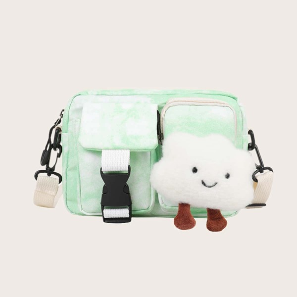 

Cartoon Cloud Decor Crossbody Bag, Mint green