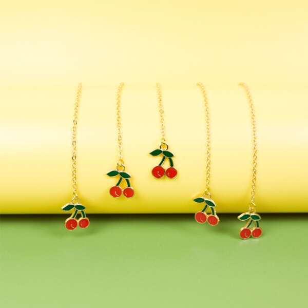 

1pc Cherry Pendant Random Bookmark, Red