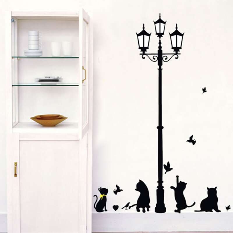 

Cartoon Cat Wall Sticker, Black