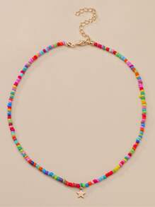 Colorful Beaded Necklace - Multicolor - View 1