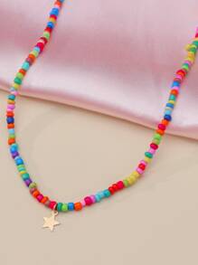 Colorful Beaded Necklace - Multicolor - View 2