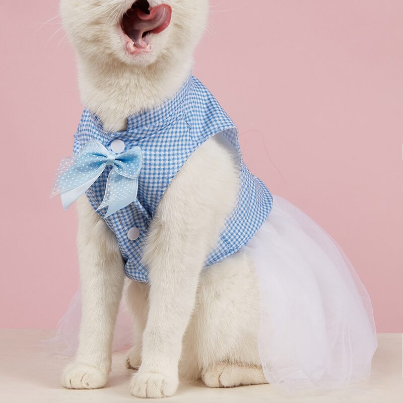

Gingham Pattern Pet Dress, Blue