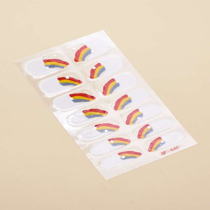 

12pcs Rainbow Nail Art Sticker, Multicolor
