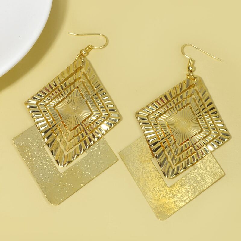 

Geo Drop Earrings, Gold