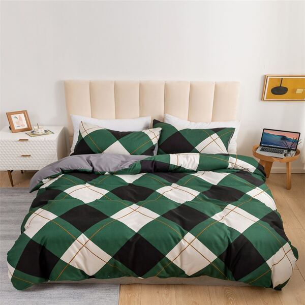 

Plaid Pattern Duvet Cover Set Without Filler, Multicolor