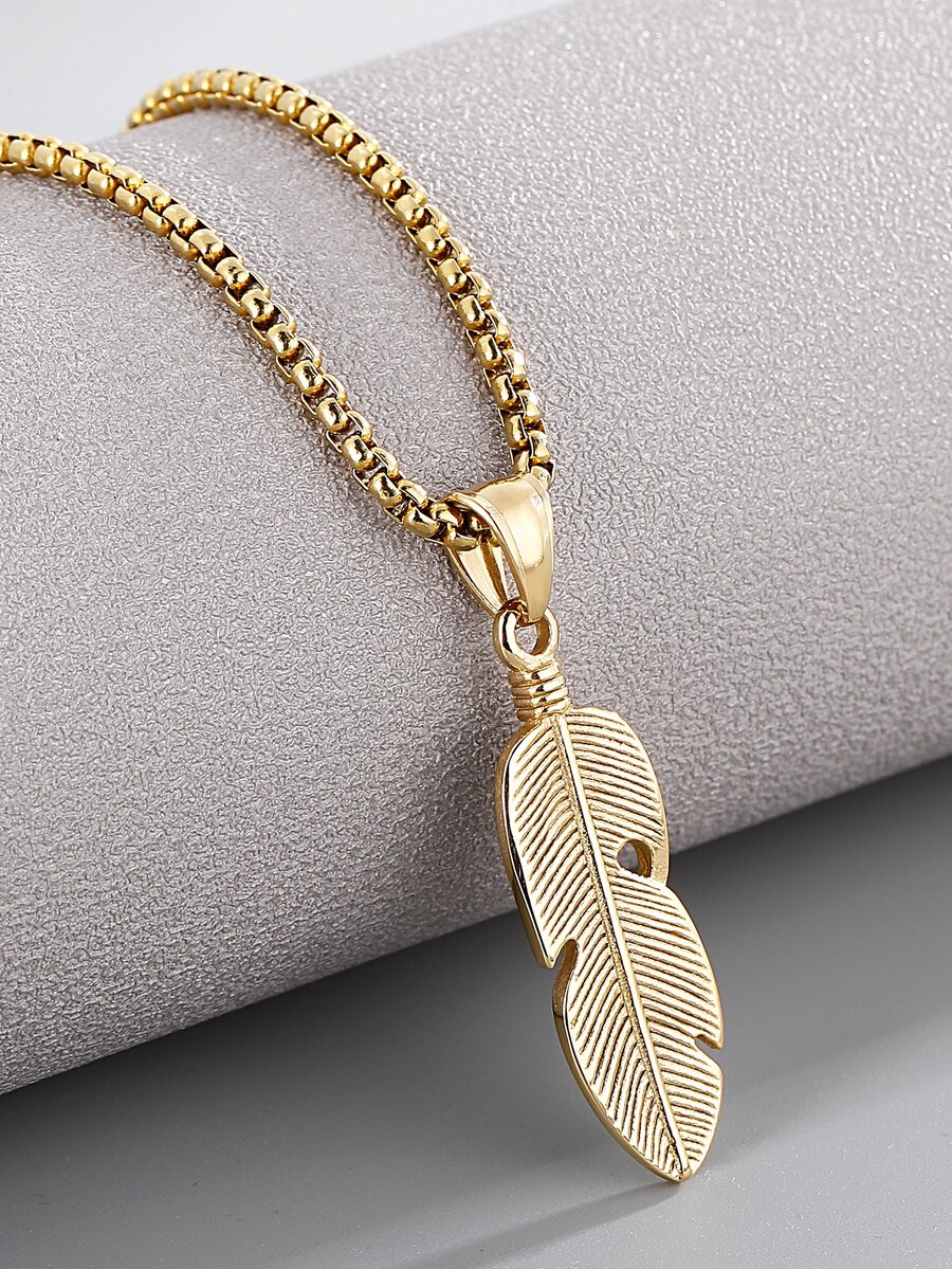 Collar de acero inoxidable para hombres - Amarillo Oro - Ver 1