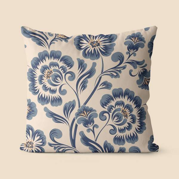 

Flower Print Cushion Cover Without Filler, Multicolor