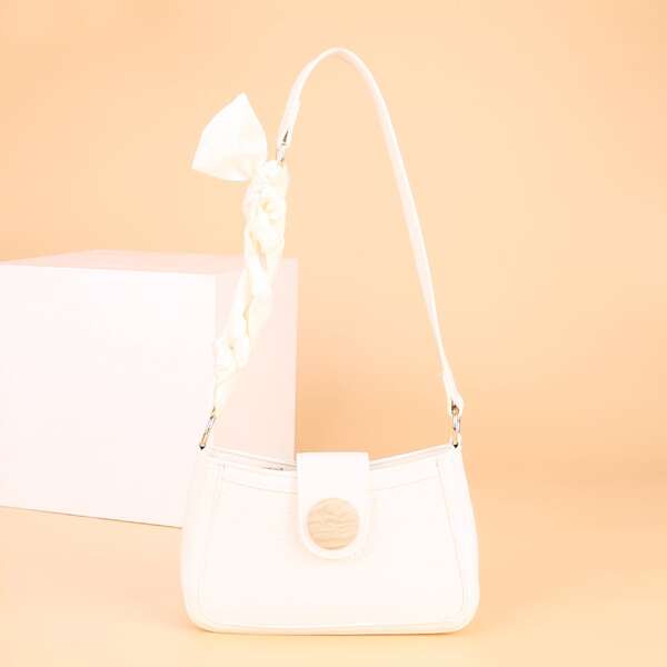 

Minimalist Cartoon Embossed Shoulder Bag, Beige