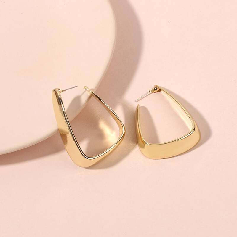 

U Design Charm Hoop Earrings, Gold