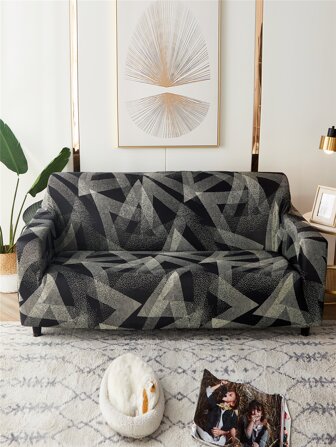 幾何圖案沙發套和1入組靠墊套不附帶墊芯