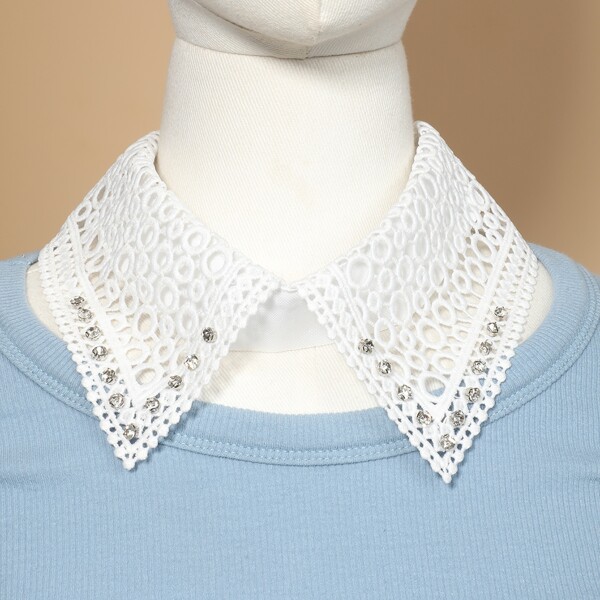 

Rhinestone Decor Fake Collar, White
