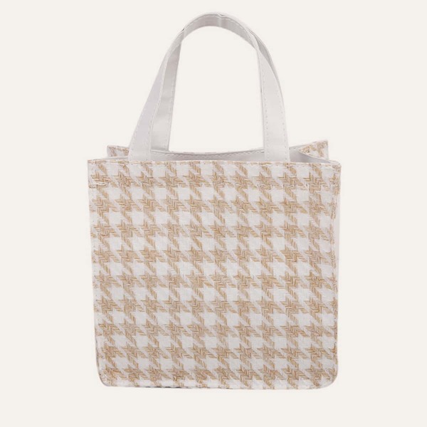 

Houndstooth Satchel Bag, Khaki