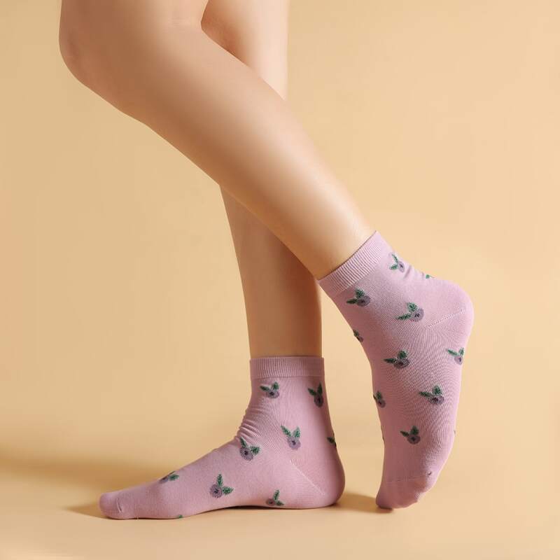 

Graphic Ankle Socks, Mauve purple