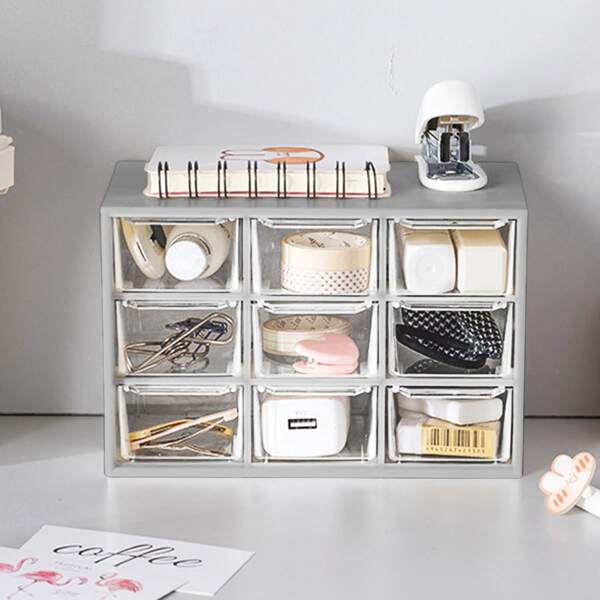 

1pc Desktop Storage Box, Grey