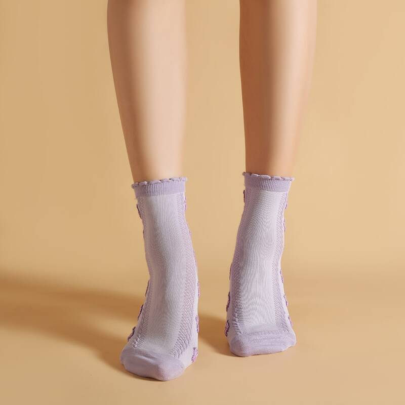 

Butterfly Graphic Crew Socks, Mauve purple