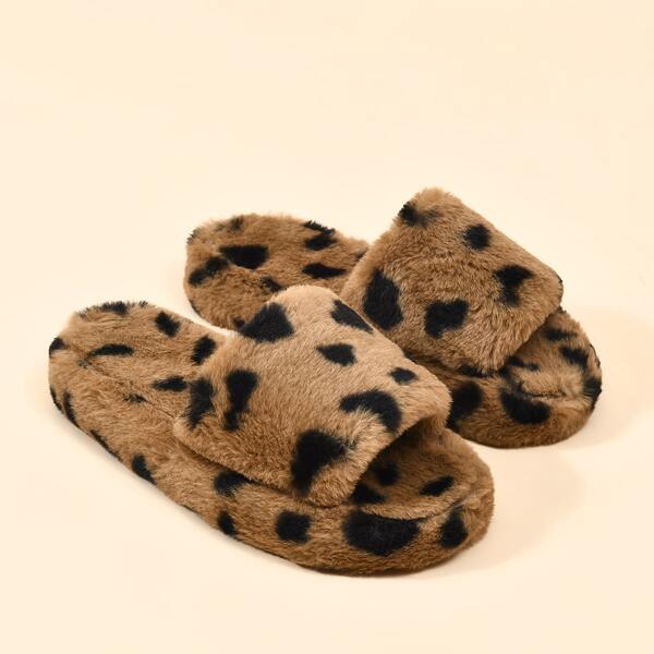 

Open Toe Fluffy Bedroom Slippers, Brown