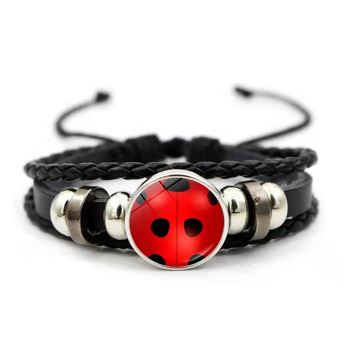 

Ladybug Pattern Braided Bracelet, Red