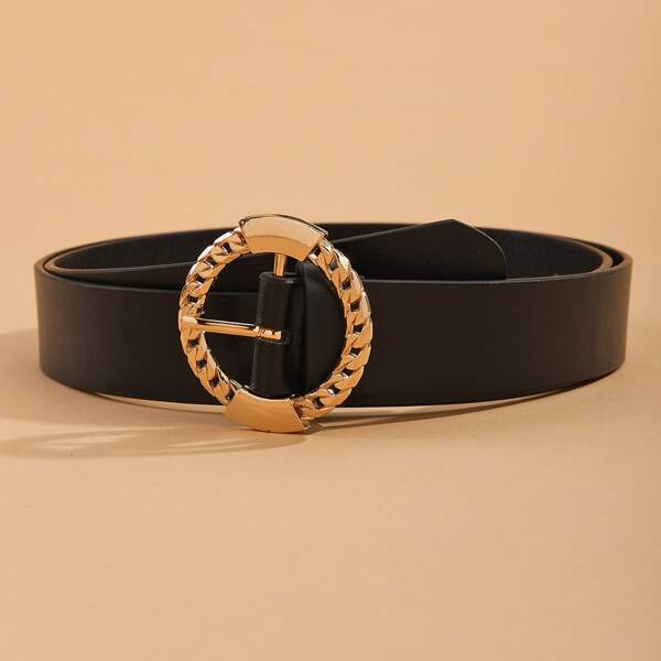 

Round Buckle Belt, Black