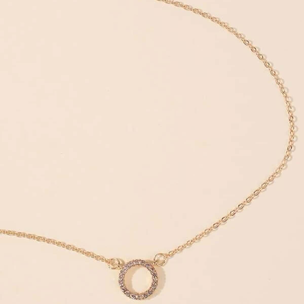 

Rhinestone Ring Pendant Necklace, Gold