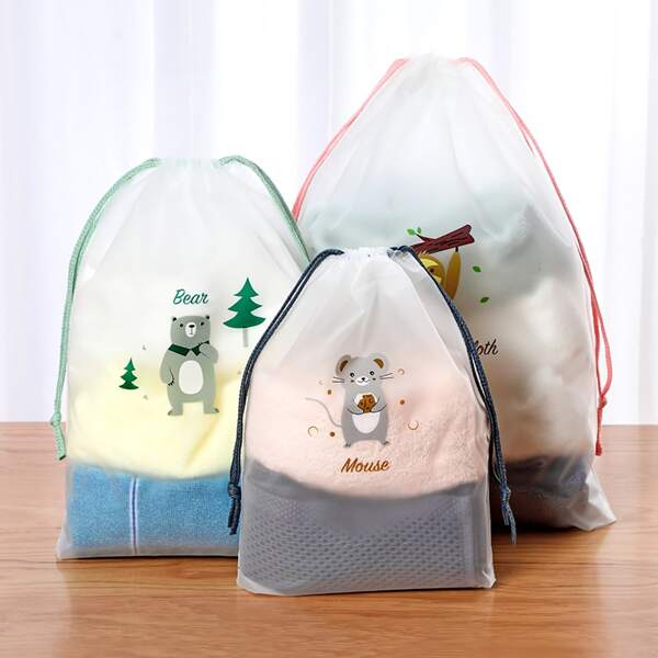 

3pcs Cartoon Graphic Travel Storage Bag, Multicolor