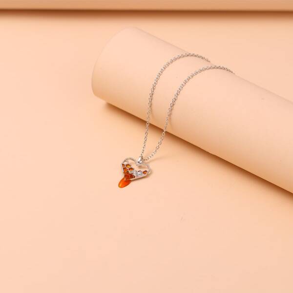 

Heart Charm Necklace, Silver