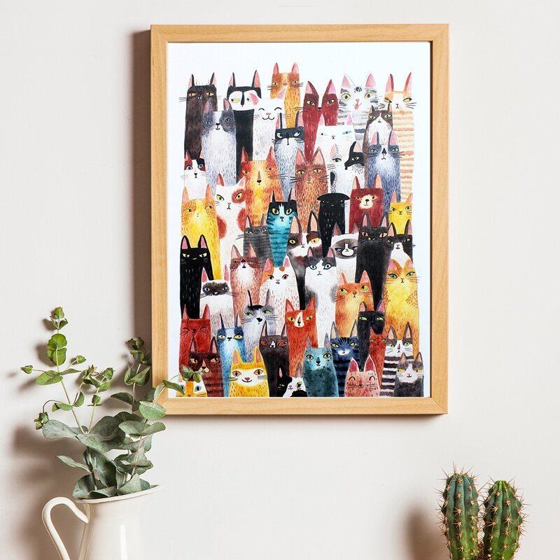 

Cat Print Unframed Painting, Multicolor
