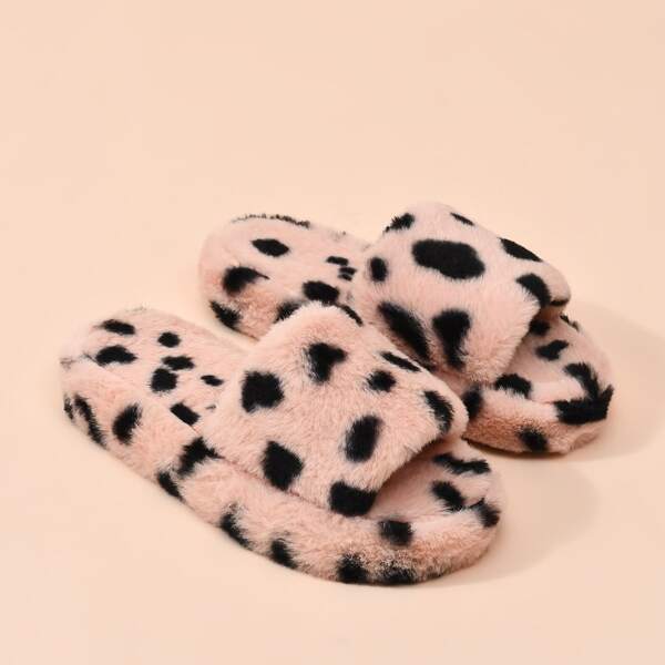 

Open Toe Fluffy Bedroom Slippers, Pink