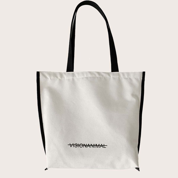 

Letter Graphic Shopper Bag, Beige