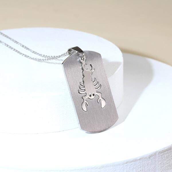 

Men Animal Engraved Necklace, Silver