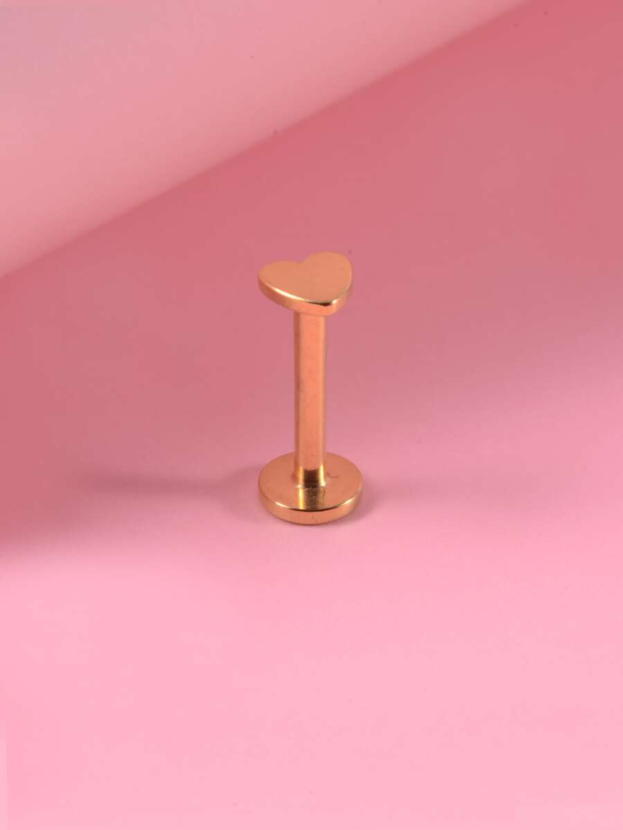 不锈钢，心形装饰唇钉唇环，男女皆宜，朋克穿孔，时尚身体珠宝礼物，适合任何场合情人节、妈妈、母亲、母亲节、礼物 - 金黃色 - 查看 1