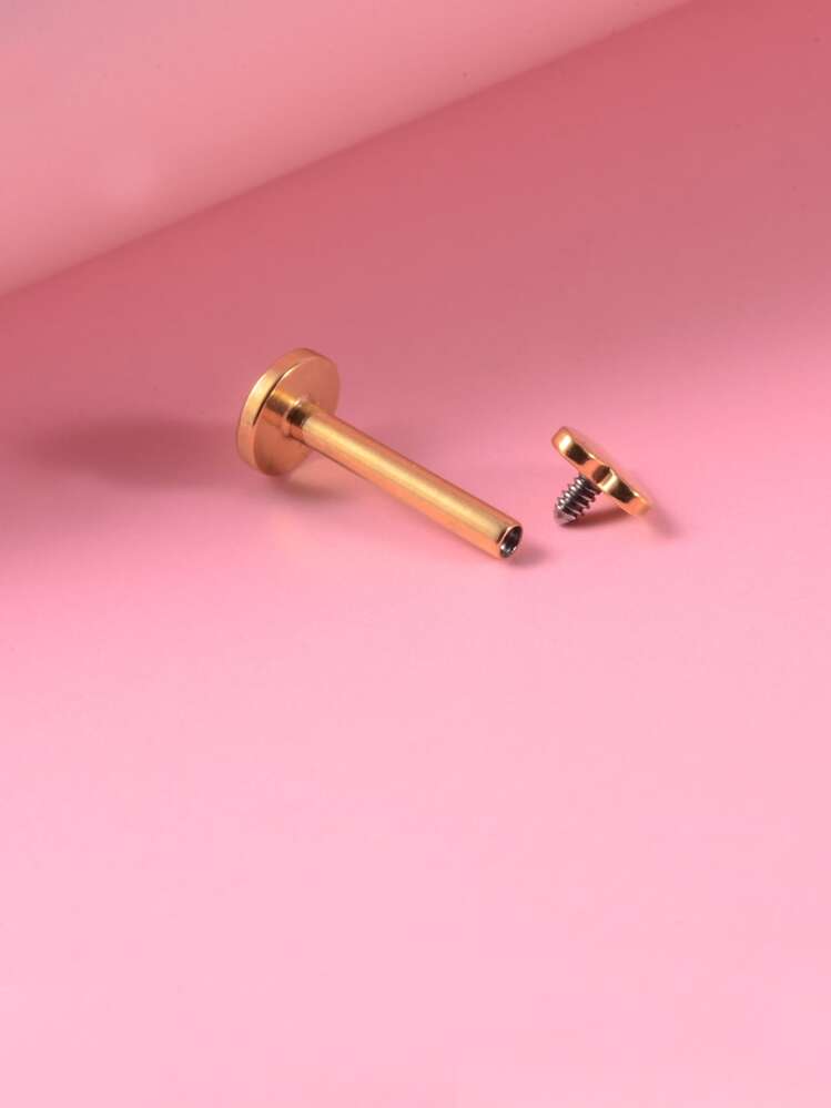 Stainless Steel, Heart Decor Labret Lip Ring For Women And Men, Punk Piercing, A Fashionable Body Jewelry Gift For Any Occasion Valentines,Mom,Mother,Mother's Day,Gift - Yellow Gold - View 3