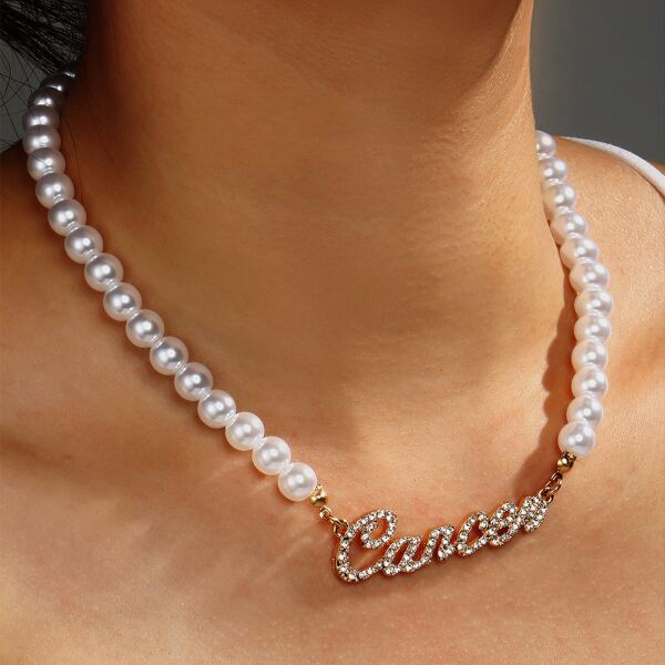 

Faux Pearl Beaded Necklace, White