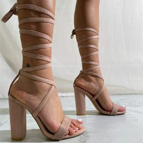 

Minimalist Chunky Heeled Gladiator Sandals, Apricot