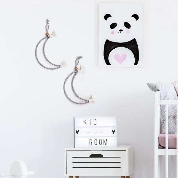 

1pc Kids Moon Shaped Wall Hanging, Light grey