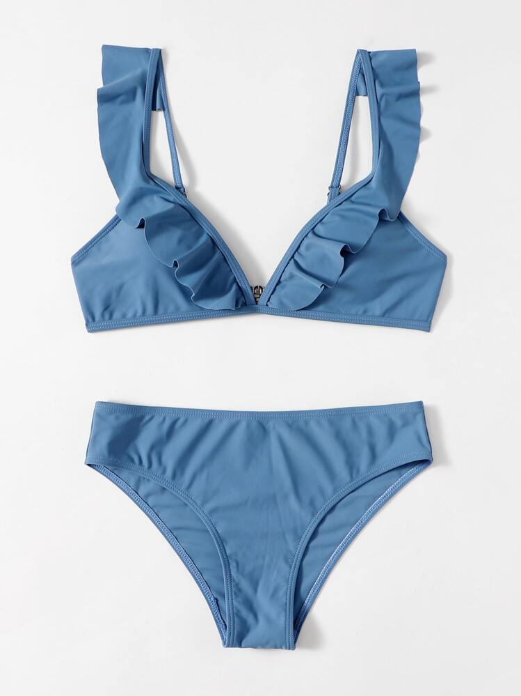 Ruffle v neck bikini shop