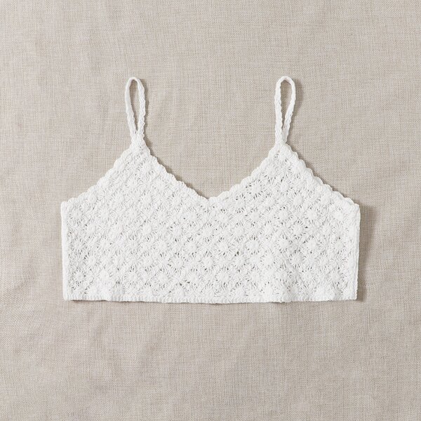 

Solid Crochet Cover Up, White