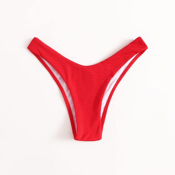 

Rib High Cut Bikini Panty, Red