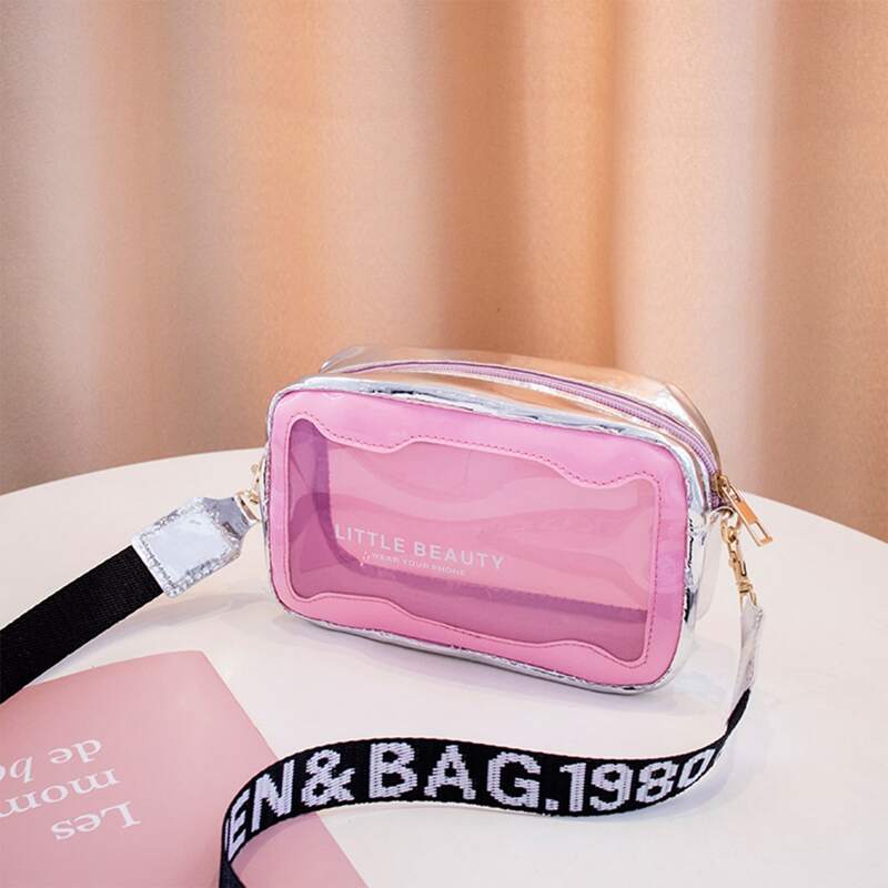 

Letter Graphic Clear Crossbody Bag, Multicolor
