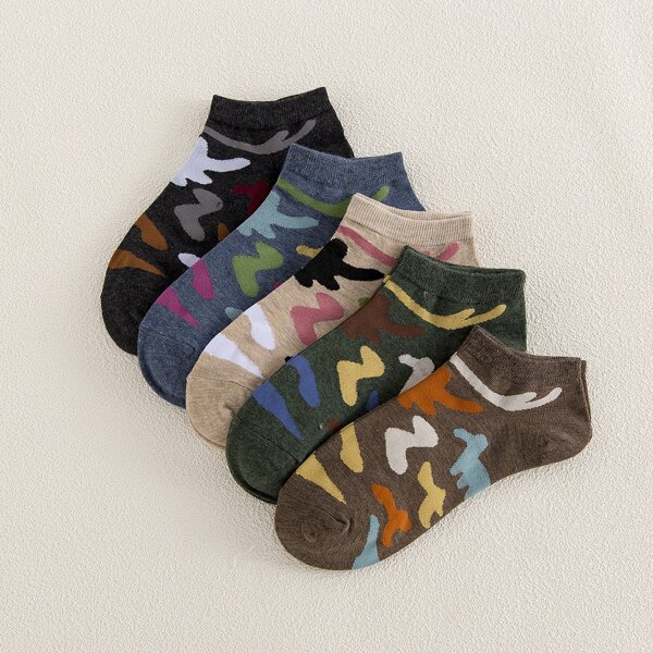 

5pairs Graphic Ankle Socks, Multicolor